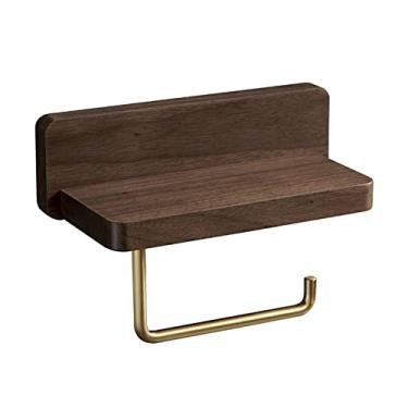 Imagem de Suporte de Papel Toalha Latão em Madeira Sólida Sem Furaduras Banheiro Cozinha Criativo Rolo Único Ferramenta Prática para Casa