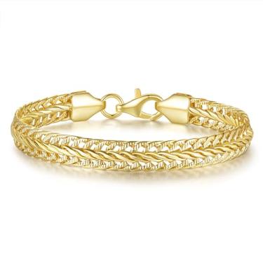 Imagem de BENOITE Pulseiras de ouro 14K para mulheres, pulseira de corrente de ouro brilhante masculina brilhante, pulseira de ouro com design de corrente Foxtail (16,5 cm - 23 cm), 8 Inches, Ouro 14k, Sem