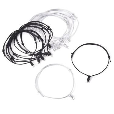 Imagem de Cheriswelry 20 pulseiras trançadas de nylon ajustável, cordão para fazer amizade, cordas com anéis de salto para bricolage, mulheres, homens, joias, suprimentos de 9,5 cm