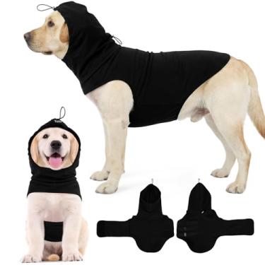 Imagem de MIGOHI GG Dog Anxiety Calming Vest para fogos de artifício, tempestades, viagens, separação, moletom com capuz elástico calmante para ansiedade de cães, envoltório de cabeça ajustável para acalmar