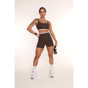 Imagem de Shorts Duo Marrom Estilo E Performance! Fitness Feminino-Feminino