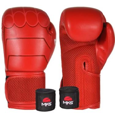 Imagem de Kit Luva Muay Thai Boxe Infantil Hero Vermelho 8oz + Bandagem - MKS Combat