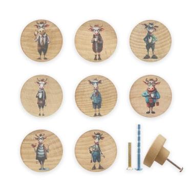 Imagem de JamJam Pacote com 8, 3,8 cm, cabra, fazenda, desenhos animados, crianças, animais, móveis, gavetas, puxadores para decoração de armário de quarto de bebê, puxadores de cômoda