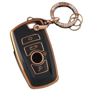 Imagem de Capa tpu para chave de carro compatível com bmw 1 3 5 7 séries x1 x3 x4 x5 f10 f15 f16 f20 f30 f18 f25 m3 m4 e34 acessórios protetores de chave fob(Black Set 1)