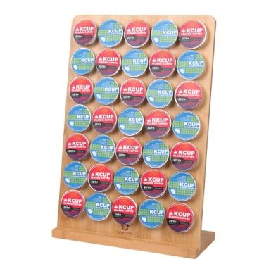 Imagem de simesove Suporte de cápsulas de café de bambu, organizador de cápsulas de café, suporte para exibição de café, armazenamento de 35 cápsulas, armazenamento de café - organizador de copos K para suporte