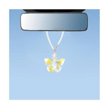 Imagem de FALVFUN Pingente de cristal brilhante para pendurar no carro, enfeite de espelho retrovisor de veículo de vidro com strass, decoração estética de interior automotivo para mulheres e meninas, universal