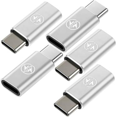 Imagem de Pacote com 2 adaptadores L para USB C para iPhone 17 Pro/16/15/Max, Samsung S25, suporta carregamento rápido de 27W e transferência de dados, cabo conector de carregador tipo C, adaptador fêmea L para