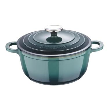 Imagem de Bergner - Caçarola Antiaderente Cerâmico de 2,2 Litros com Tampa, Tamanho de Ø20Cm, Cor Verde e Creme, Linha Excalibur, HUB.ME