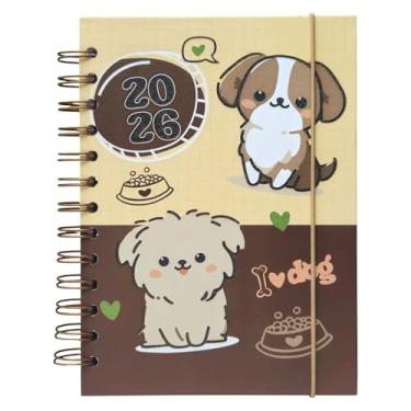Imagem de Agenda Diária Planner 2026 Planner Fofinha Pets Cachorrinho Gatinho Marcador de página e horas 19x14 168 folhas (Cachorrinhos Marrom)