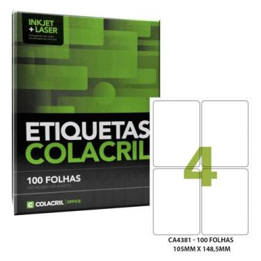Imagem de Etiqueta Adesiva A4 CA4381 105 x 149 mm 100 Folhas Colacril