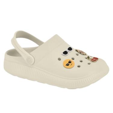 Imagem de Moleca, Sandália Moleca Feminina Casual com Pins (Branco Off, BR, Adulto, Numérico, 40)