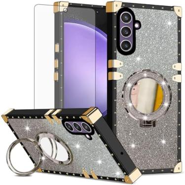 Imagem de Asuwish Capa de celular para Samsung Galaxy S23 FE 5G capa magnética com protetor de tela de vidro temperado e espelho brilhante brilhante anel resistente à prova de choque suporte rígido S 23 EF