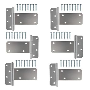 Imagem de Pubotlu Dobradiças de porta de galpão com alça em T, dobradiça em T resistente, dobradiças de portão T, dobradiças de alça de portão, ferragens forjadas para cercas de madeira, porta de celeiro