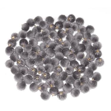 Imagem de Featuman 100 berloques pompons a granel, pingente de bola fofa de pompons artesanais de 15 mm para colar, chaveiros, brincos de contas, roupas e acessórios de bolsa (cinza escuro)