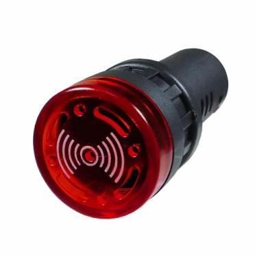 Imagem de Alarme Sonoro Buzzer Sinaleiro LED Vermelho 22mm 220V - DNI