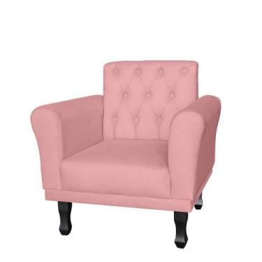 Imagem de Poltrona Decorativa Classic Pés Luis XV Suede Rosê - DS Estofados