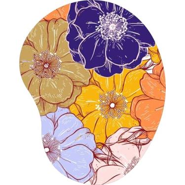Imagem de Mouse Pad Ergonômico Gota Flores Artísticas Amarelo e Roxo 8