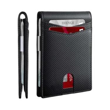 Imagem de Carteira Slim Para Homens Com Proteção RFID, Porta-Cartões De Crédito,