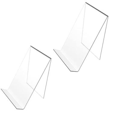 Imagem de 2 peças de suporte de acrílico transparente para exibição de livros, suporte de acrílico para livros, prateleira, caderno, mesa, livro para leitura
