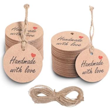 Imagem de 200 peças feitas à mão com etiquetas de amor, etiquetas de presente com cordão, etiquetas personalizadas feitas à mão, etiquetas de papel kraft para presente de embrulho, artesanato, festa de