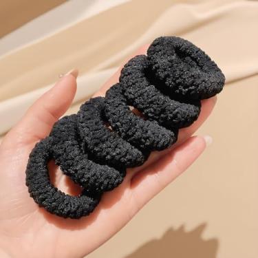 Imagem de Pacote com 6 laços de cabelo para mulheres, faixas de cabelo sem costura, sem danos, suportes de rabo de cavalo elásticos fortes para cabelos grossos e finos, elásticos cinza macio (preto)