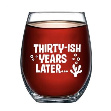 Imagem de Panvola Thirty-ish Years Later 30th Birthday Gifts for Women Anniversary Retirement Gifts 30 Years Old Taça de vinho sem haste copos transparentes para vinho tinto branco 500 ml