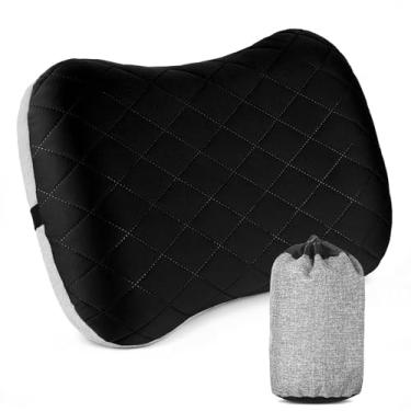 Imagem de aiGear Travesseiro inflável para acampamento, leve, compacto, para viagem, com capa removível e lavável para caminhadas, mochilão, avião e carro (preto)