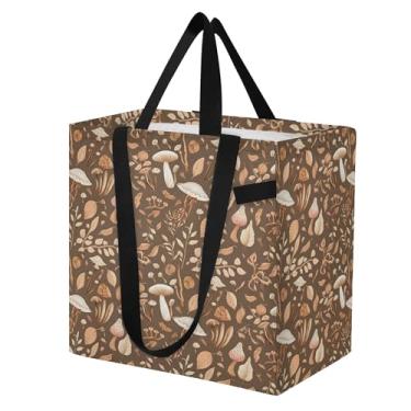 Imagem de SEHANY Sacola de compras reutilizável de cogumelo herb com alças reforçadas, bolsa de compras de lona dobrável à prova d'água de grande capacidade para viagem, cozinha, praia