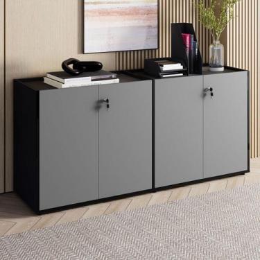 Imagem de Armário Baixo 158,5cm Duplo com 4 Portas Tampo Embutido Corporate - F5