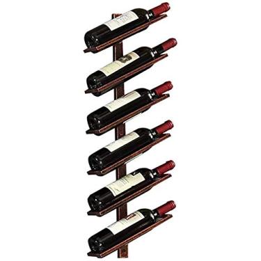 Imagem de Prateleiras de vinho rústicas montadas na parede com suporte de vidro/rack de vinho pendurado/rack de armazenamento de garrafas/prateleira de metal de 2 camadas prateleiras flutuantes/sala de estar