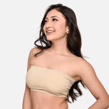 Imagem de Sutiã Top sem alça Impllus Alça Removível S/Costura, GG, Bege