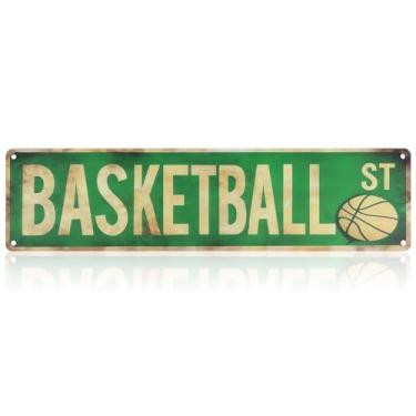 Imagem de Placa Metal Decorativa Basquete, Placa Alumínio Moderna Decoração Parede Basquete com Furo Pré-Perfurado Quarto Temáticas de Esportes Placas para Menino ou Menina Sala de Jogos Dormitório