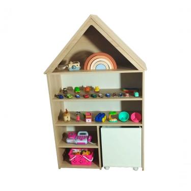 Imagem de Organizador Estante Casinha Sienna Com Baú Mdf