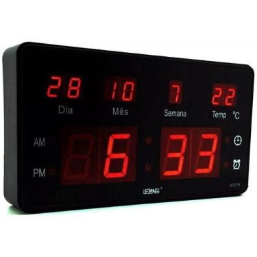 Imagem de Relógio de Parede Led Digital Temperatura Calendário Alarme - MARKELK