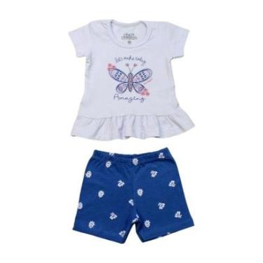 Imagem de Conjunto Infantil Blusa Estampa Borboleta e Bermuda 10081 - Bicho Bagunça-Feminino