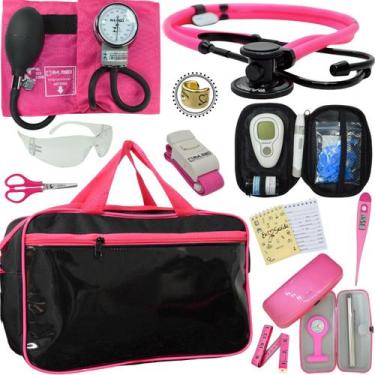 Imagem de Kit Enfermagem P.A Med Transparente Pink Black Com Medidor Glicose, PI