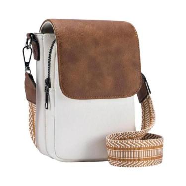 Imagem de Bolsa Transversal Retro Feminina Em Couro PU Com Alça Larga E Tampa, P