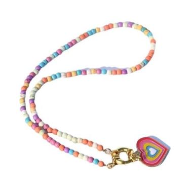 Imagem de Colar Feminino Boêmio Com Pingente De Borboleta E Coração Arco-íris, J