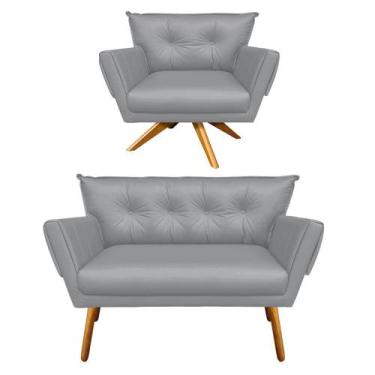 Imagem de Kit 01 Namoradeira e 01 Poltrona Giratória Anitta material sintético B