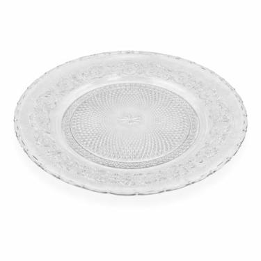 Imagem de Prato Para Bolo De Vidro Transparente Com Design Floral Em Relevo Elegante Para Mesa Posta