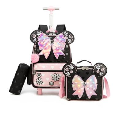 Imagem de HTgroce Mochilas de rodinhas para meninas, 3 peças, mochila com rodas, mochilas com rodinhas de 40,6 cm para meninas com lancheira, Fensehudiejei, Medium, X3206t-3-fensehudiejei