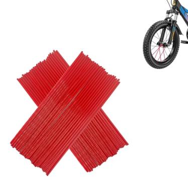 Imagem de Runseaway 72 capas de raio universal, protetor de aro de 20 a 53 cm, capa de envoltório de raio de roda para bicicleta suja, bicicleta, cadeira de rodas, motocicleta (vermelha)