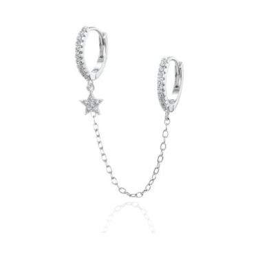 Imagem de Brincos De Argola Femininos Vintage De Aço Inoxidável Com Corrente De 