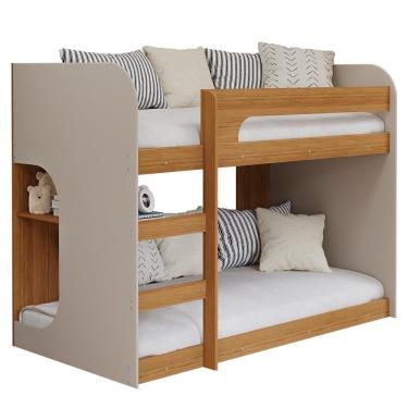 Imagem de Beliche Montessoriana Ema Nature/off White Com Proteção - Permóbili Baby Nature/off White