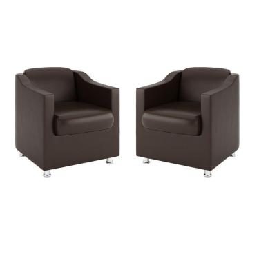 Imagem de Kit 2 Poltronas Courino Preto Courino Marrom