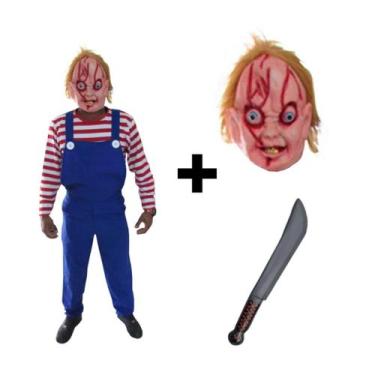 Imagem de Fantasia Adulto Completa Boneco Assassino Cosplay Chucky Festa Hallowe