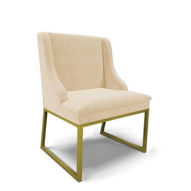 Imagem de Cadeira Sala de Jantar Industrial Dourado Liz Suede D03 - D'Rossi