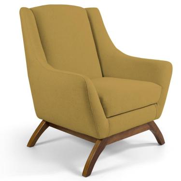 Imagem de Poltrona Decorativa Fixa Base de Madeira Juliet D02 Veludo Mostarda C-279 - Lyam Decor