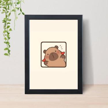 Imagem de Quadro Capivara Fofa Infantil A4 C/ Moldura e Vidro 01 Cor: Preto - Lo