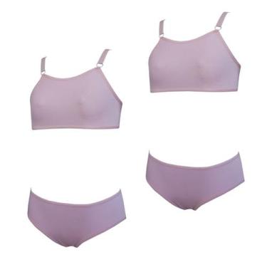 Imagem de Kit 2 Conjunto Top e Calcinha Infantil Sem Bojo - OPTE, G, Rosa